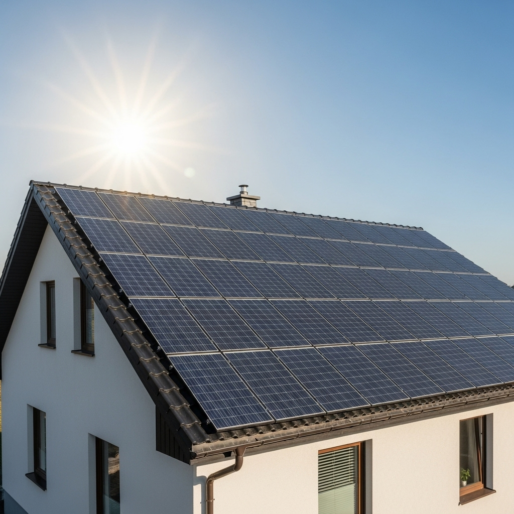 Maison équipée de panneaux solaires à Amiens